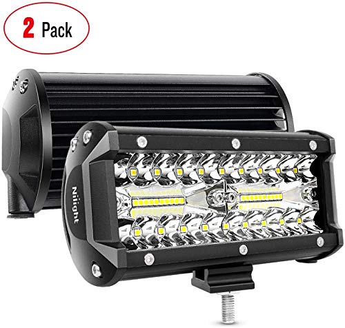 Nilight Focos LED,2pcs 120W 6.5inch Spot & Flood Combo Bar LED Faros de Trabajo LED 12V-24V, Luz antiniebla para Tractores,Camiones Todo Terreno, Pickup, ATV, SUV, Barco, Off-Road…