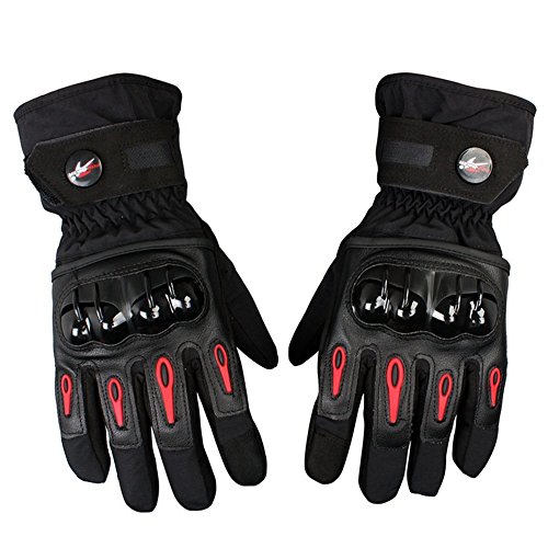 Par Guante de Moto Impermeable Guantes Dedo Completo PU Proteccion para Moto Bici Motocicleta Motorista Puede Pantalla táctil Guantes de esquí (Negro, XXL)