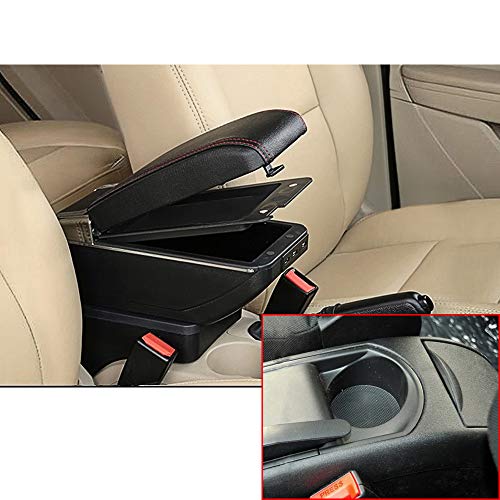 Para 2008-2011 C itroen C4 Avanzado Auto Apoyabrazos Consola Central Reposabrazos Accesorios Con función de carga 7 puertos USB Doble espacio de almacenamiento Negro