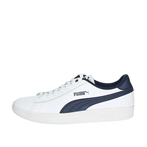 PUMA Smash V2 L Jr, Zapatillas Unisex Adulto, Blanco White/Peacoat, 37 EU