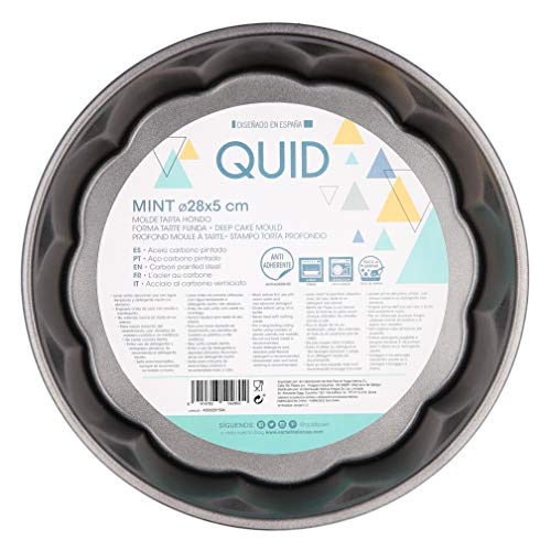 Quid Mint Molde para tarta hondo, Acero carbonatado, Interior antiadherente, Cierre con seguridad, 28x5cm