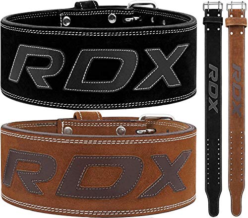 RDX Cinturon Musculacion para Power Lifting Gimnasio Entrenamiento | Aprobado por IPL y USPA | 4" Lumbar Doble Hebilla Peso Levantamiento Cinturón para Gym Fitness, Muscular, Xfit Ejercicio, Deadlifts