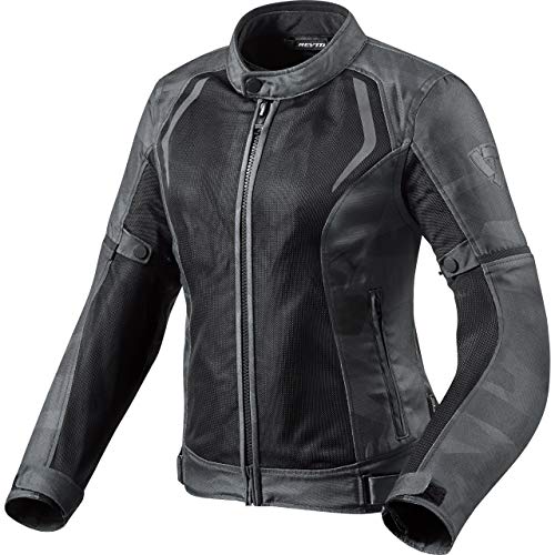 REV'IT! Chaqueta de motorista con protectores Torque para mujer, de tela, para todo el año, poliéster Camo negro/gris. 38