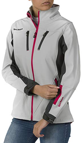 Roc Neige Chaqueta Softshell Mujer, combinada, Cremallera, Bolsillo en Pecho+Laterales, Velcro en puños. Impermeable, Cortavientos, Alta Capacidad Termica. Mujer Gris Claro+Gris Oscuro S