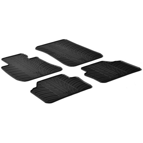 Rubber Car Mats GL 0350 Alfombrillas de Goma para Coche con Clips de Montaje T Perfil, 4 Piezas