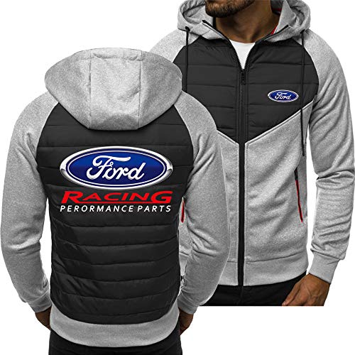 S-vision Sudadera con Capucha para Hombre Ford Ford Print Unisex Zip De Manga Larga De Manga Larga Cubierta con Capucha Gruesa Suéter Outwear Tops - Adolescente Regalo B-Large