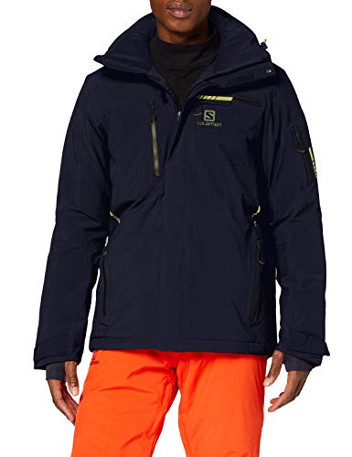 SALOMON Brilliant Jkt M Chaquetón con Capucha para esquí, Mezcla de sintéticos, Hombre, Azul (Night Sky), S