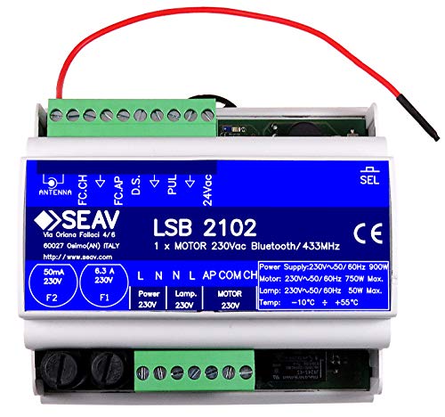 Seav LSB 2102 - Centralita electrónica 1 Motor, módulo DIN Rail, bluetooth/433 MHz