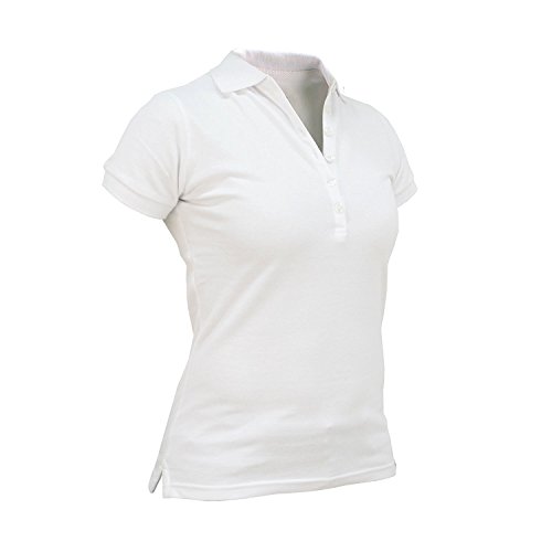 Slam Polo Roseland Mujer 100% Algodón 220gr Blanco Manga Corta Polo con Cierre de Botón Profundo Medio