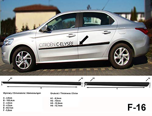 Spangenberg Listones de protección laterales de color negro para Citroen C-Elysee Limousine Citroën C-Élysée a partir de año de fabricación 11/2012- F16 (3700016)