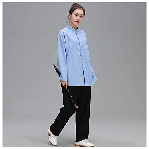 SXFYHXY Ropa de Tai Chi para Hombre y Mujer, Conjunto de 2 Piezas de Primavera y otoño, Ropa de Tai Chi de Estilo Chino, Traje de Ejercicio de competición, G-XL