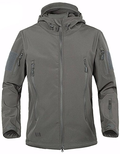 TACVASEN Hombres Impermeable Chaqueta Softshell con Capucha Abrigo al Aire Libre para el Senderismo, Camping, Caza, Pesca