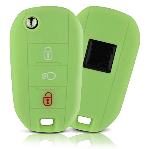 Tapa de la Llave Hecha de Silicona Premium Compatible con Citroen, Funda Protectora para Llaves de Coche Cubierta para el Tipo de Clave 3BKB-b - Verde Brillante