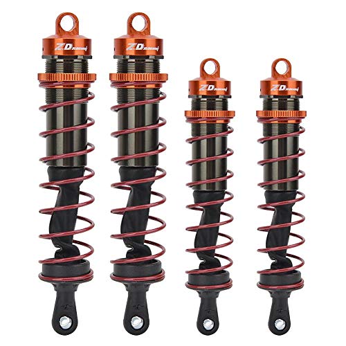 Tbest Amortiguador de Choque del Coche del RC, 4pcs Amortiguador de Choque Delantero Ajustable de la presión de Aceite del Metal Amortiguador de Choque Trasero para 1/8 RC Car(Naranja)