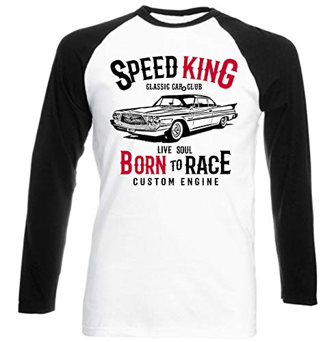 Teesandengines Chrysler Saratoga Hardtop Coupe 1960 Speed King Camiseta de Mangas Negra largas T-Shirt Size Small