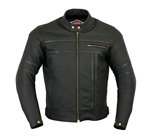 Texpeed - Chaqueta de motociclismo para hombre - Cuero de dos tonos - Negro - 4XL - 127cm