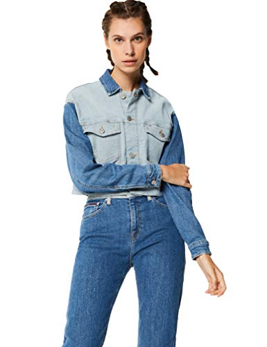 Tommy Hilfiger Tjw Cropped Trucker Chaqueta vaquera, Azul (TJ DENIM COLORBLOCK 1A4), X-Small para Mujer