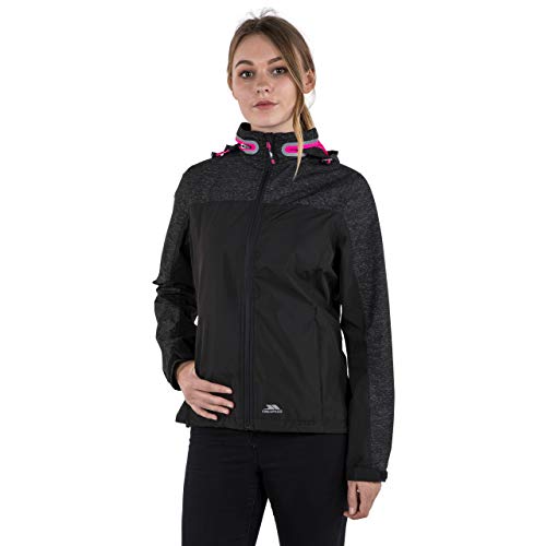 Trespass Chaqueta impermeable para mujer con capucha ocultable, Mujer, Chaqueta con capucha oculta., FAJKRAN20009_RCPXS, Impresión reflectante., XS