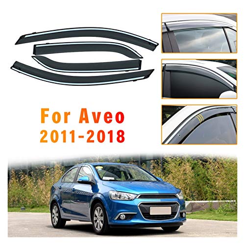 Ventanillas Viento y Lluvia Coche Sunny Visor Car Styling Smoking Window Sun Rain Visor Deflector Guard para Chevrolet Aveo Sedan 2011-2018 Accesorios Deflectores Aire