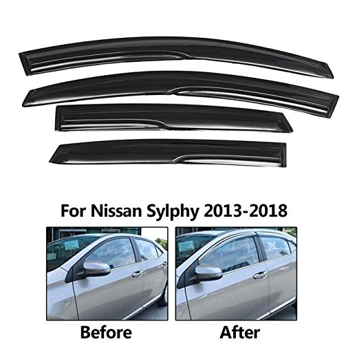 Ventanillas Viento y Lluvia Visera Para Ventana De Coche, Deflector De Viento, Lluvia Y Sol, Toldo, Protector De Ventilación, Cubierta De Sombra, Ajuste Para Nissan Sylphy 2013-018 Deflectores Aire