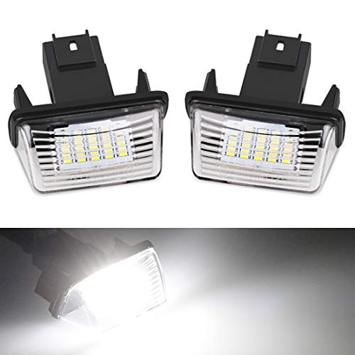 VIGORFLYRUN PARTS LTD 2pcs LED Luz de Matrícula Bombilla Licencia Número Placa Lámparas de Luz para P-eugeot 206 207 306 307 for C-itroen C3 C4 C5, 18 LED Canbus 12V Sin Error Brillante Color Blanco