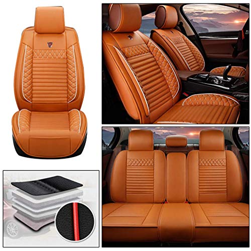 WANLING Fundas para Asientos de Coche para Chrysler 200 200LX 300 300C Durable Lujo Cuero Delantero Trasero Fundas Cubierta de Asiento Amarillo