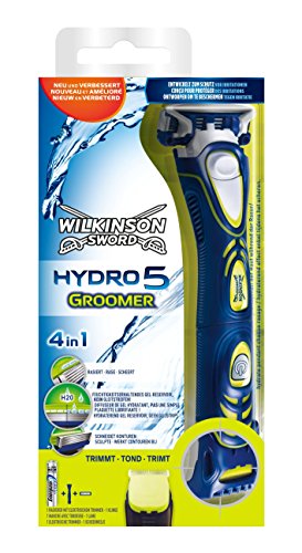 Wilkinson Sword Hydro 5 Groomer - Máquina de Afeitar Recargable de 5 Hojas con Recortador Eléctrico y Peine Regulable , Multifunción 4 en 1