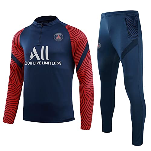 WZH-ZQQY Ropa Deportiva Azul Transpirable del Club De Fútbol del Club del Campeonato Europeo (Chaqueta + Pantalones) -kpl-C1177(Size:L,Color:Azul)