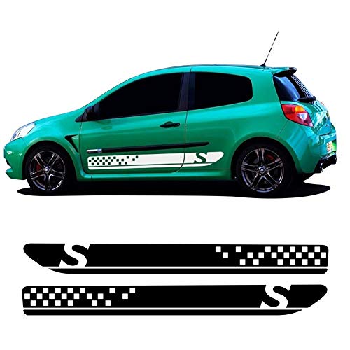 XIANGSHAN Etiqueta engomada de la Etiqueta 2 Piezas Car Styling Side Skirt Racing Sport Stripes Decals Graphics para Renault Clio 3 Sticker RS MK3 Stickers Accesorios (Color Name : Silvergrey)