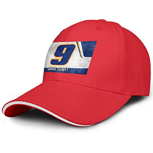 xinfub Gorra de béisbol Curvada para Hombre Unisex Chase-Elliott-9-NASCAR- Athletic Professional All Cotton Adult Cap Net Red 21547