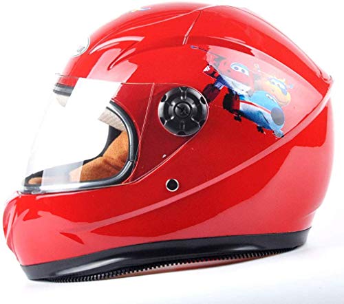 XZ Casco portátil para niños 'S ciclomotor eléctrico Niño y niña Adecuado para niños de 6-10 años,rojo