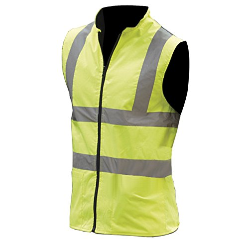 Yoko - Chaleco/Chaqueta reflectante reversible polar para trabajo (M/Amarillo fluorescente)