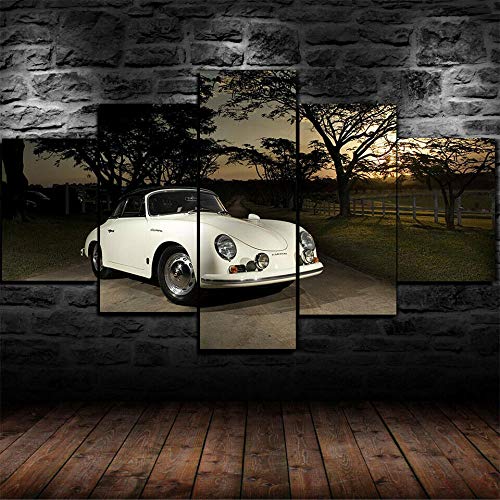 YOPLLL Lienzo 5 Piezas Moderno Cuadro En Lienzo 5 Piezas Salón De Hogardecoracion De Pared  Porsche 356 Coche Deportivo Clásico(Enmarcado)