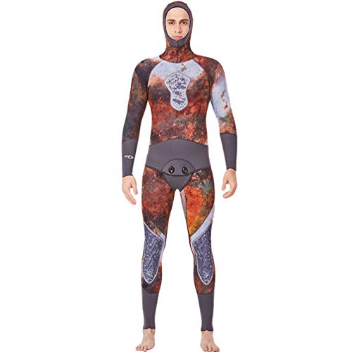 YuanDian Hombre Mujer 3mm Neopreno Traje De Buceo Camuflaje Set De 2 Piezas Chaleco Mono + Chaqueta Completo Apnea Pesca Submarina Mono Largo Snorkel Surf Wetsuit Bodyboard Trajes Hombre Café 2XL