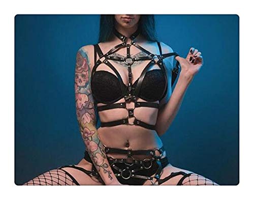 Z-one 1 Arn¨¦s de cuero de imitaci¨®n de mujer de cuerpo completo Cinturones de liga Ajustar Punk Gothic