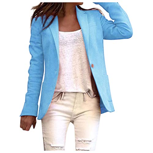 ZODOF Chaqueta de Traje Básico Manga Larga para Mujer Ropa de Abrigo Chaquetas Traje Slim Blazer OL Mujeres Botón de Metal Outwear