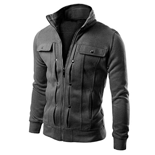 ZODOF Chaqueta Invierno Hombre Táctico Ropa de Moto Manga Larga Chaqueta Militar Gran tamaño Transpirable Abrigo Jacket Parka Pullover Coat Caliente,Gris oscuro