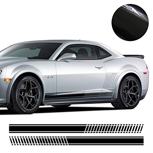 ZYHZJC 2X Racing Stripes Car Door Falda Lateral Adhesivo Body Decal para Chevrolet Camaro LT SS LS Z28 ZL1 RS 2007-2019