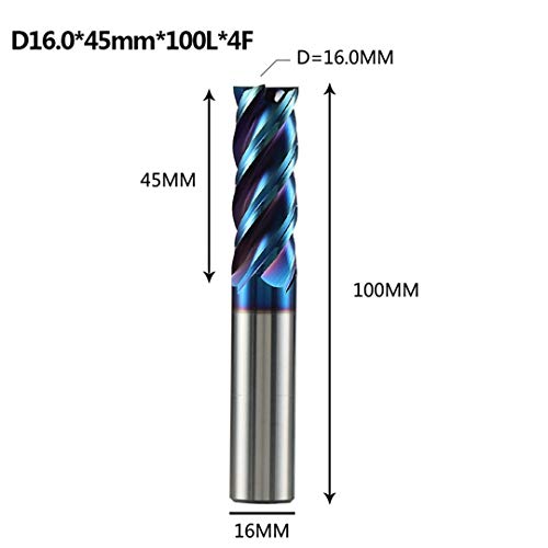 1pc del acero de tungsteno molino de extremo 4 flauta recta Endmill CNC Perfil cortador Fin fresa D1-D20 para el acero inoxidable Molino D16-45-100-H16-4F