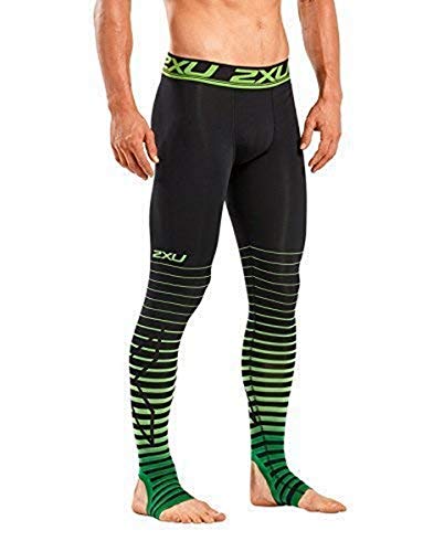 2XU Elite Power Recovery - Mallas de compresión para Hombre, Hombre, Medias de compresión Elite Power Recovery, MA4417b, Negro/Verde, XL