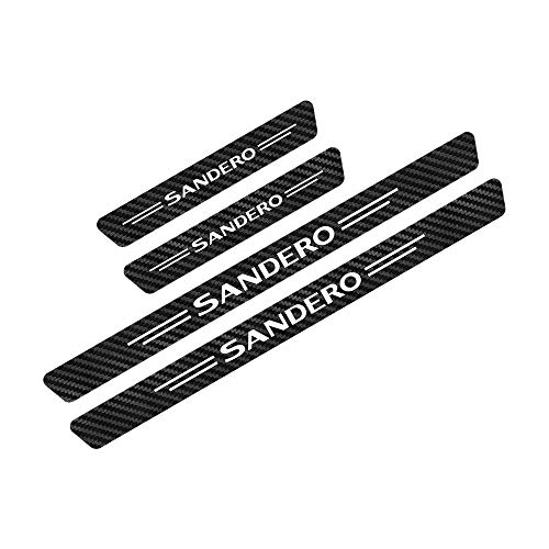 4pcs Puerta de coche Pegatina de zanco para Dacia Duster 1.0 TCE Turbo GPL Logan SANDERO R4 Xplore Lodgy Auto Accesorios de Auto Fibra de carbono Decal ( Color Name : For Sandero , Style : Black Red )