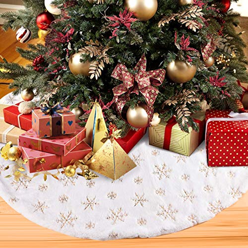 Aitsite Faldas Árbol de Navidad 122 cm /48inch Falda Decoración de Navidad Faldas Blanco Árbol Adornos Felpa