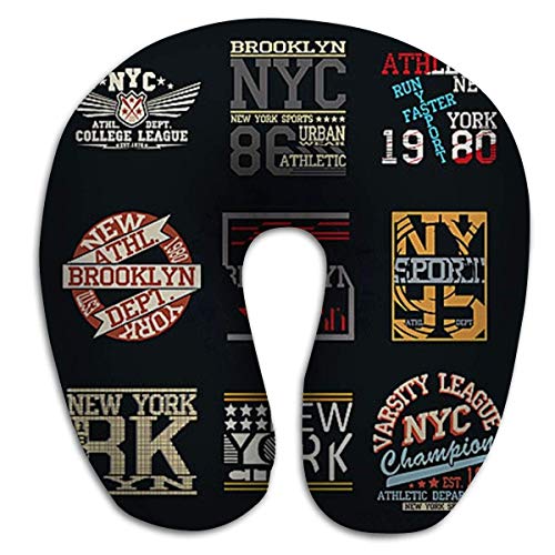 Almohada en Forma de U, Transpirable Suave y cómoda Conjunto de Logotipos de tipografía de la Ciudad de Nueva York Estampado NYC Ropa Original Ropa Deportiva con Estampado Vintage