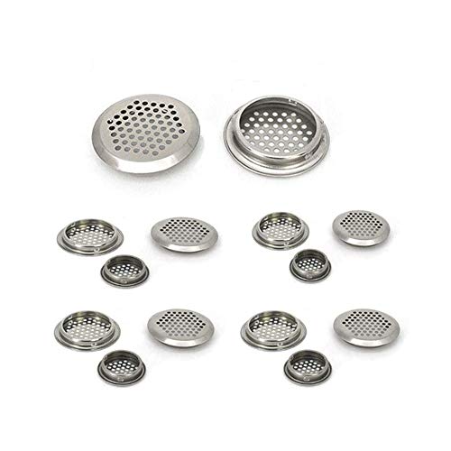 Anyasen 20 pcs Rejilla de ventilación Rejilla ventilacion de acero inoxidable Rejilla Redonda modelo de ventilación cubrir Rejilla de Aire con Malla Agujero para armario de cocina (19mm)