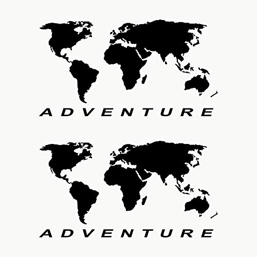 Autodomy Pegatinas Mapa Mundo Globo Terráqueo Adventure Maletas Moto Cofre Trail Off Road Todoterreno 4x4 Sport Pack 2 Unidades para Coche o Moto (Negro)