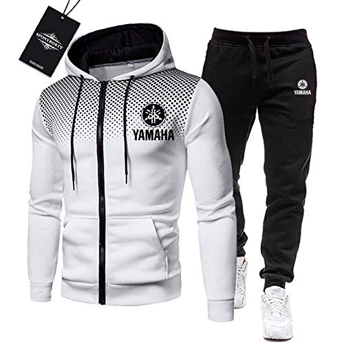 BOLGRTYXC de Los Hombres Chandal Conjunto Trotar Traje Ya.MA-ha Hooded Zipper Chaqueta + Pantalones Deporte R Niños/Blanco/XXL