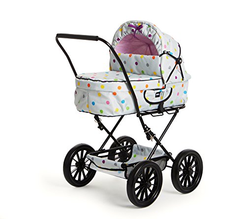 BRIO 24891159 - Puppenwagen clásico, Gris con Puntos, Carro de la muñeca