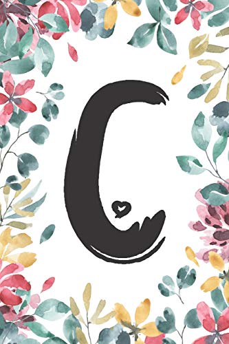 C: C Monogram Journal Personalized Floral Monogram Notebook For Women, Girls, School