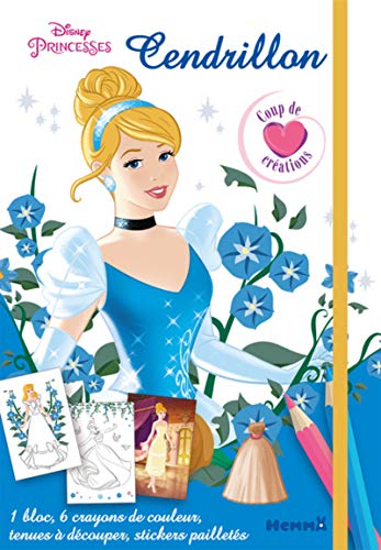 Cendrillon : Avec un bloc, 6 crayons de couleur, des tenues à découper, des stickers pailletés (Coup de coeur créations)