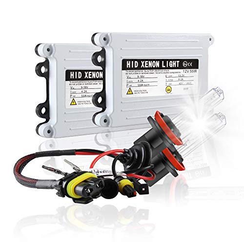 Chemini H11 HID Kit de conversión de faros de xenón 6000K Xenon White 55W Lastre digital ultradelgado HID para luces de carretera/luces de carretera